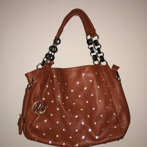 Michael Kors Studded Brown Leather Bag Purse